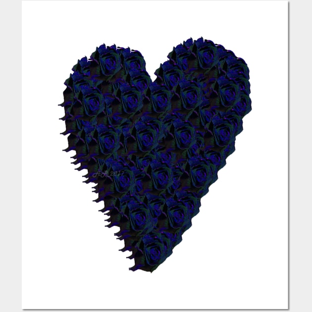 Blue Rose Heart Wall Art by Not Meow Designs 